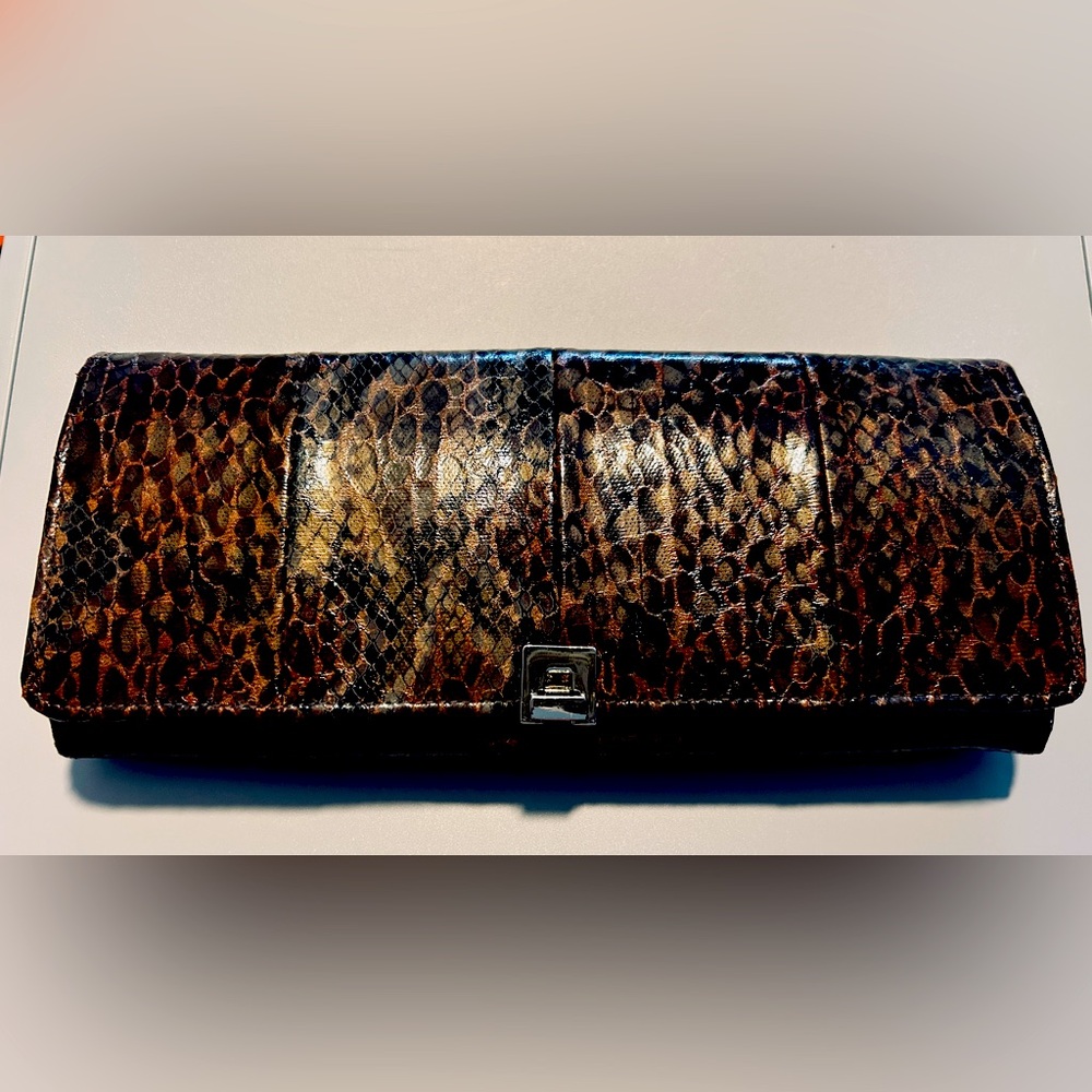 Sondra Roberts Embossed-Snakeskin Clutch NWT